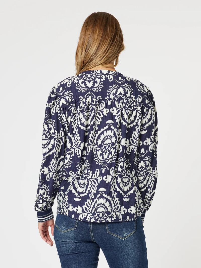 Emily Print Top Navy Threadz