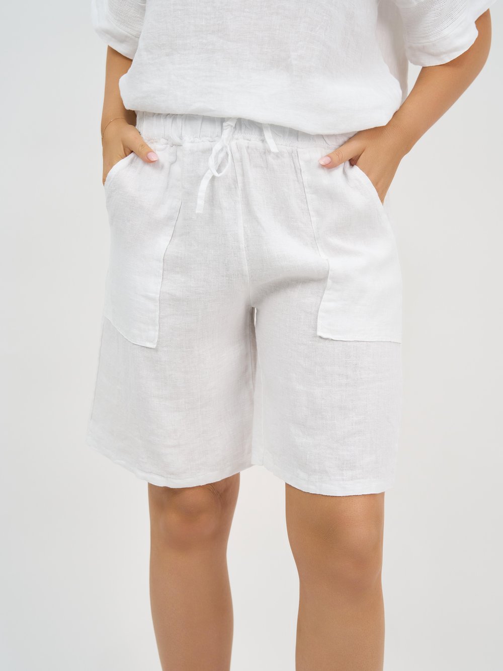 Linen Pocket Short White La Strada