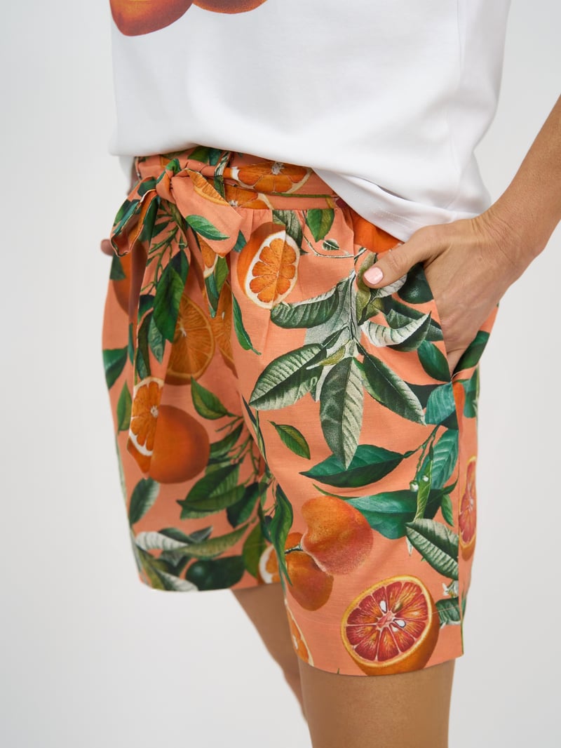 Linen Relaxed Short Orange Liberty Rose