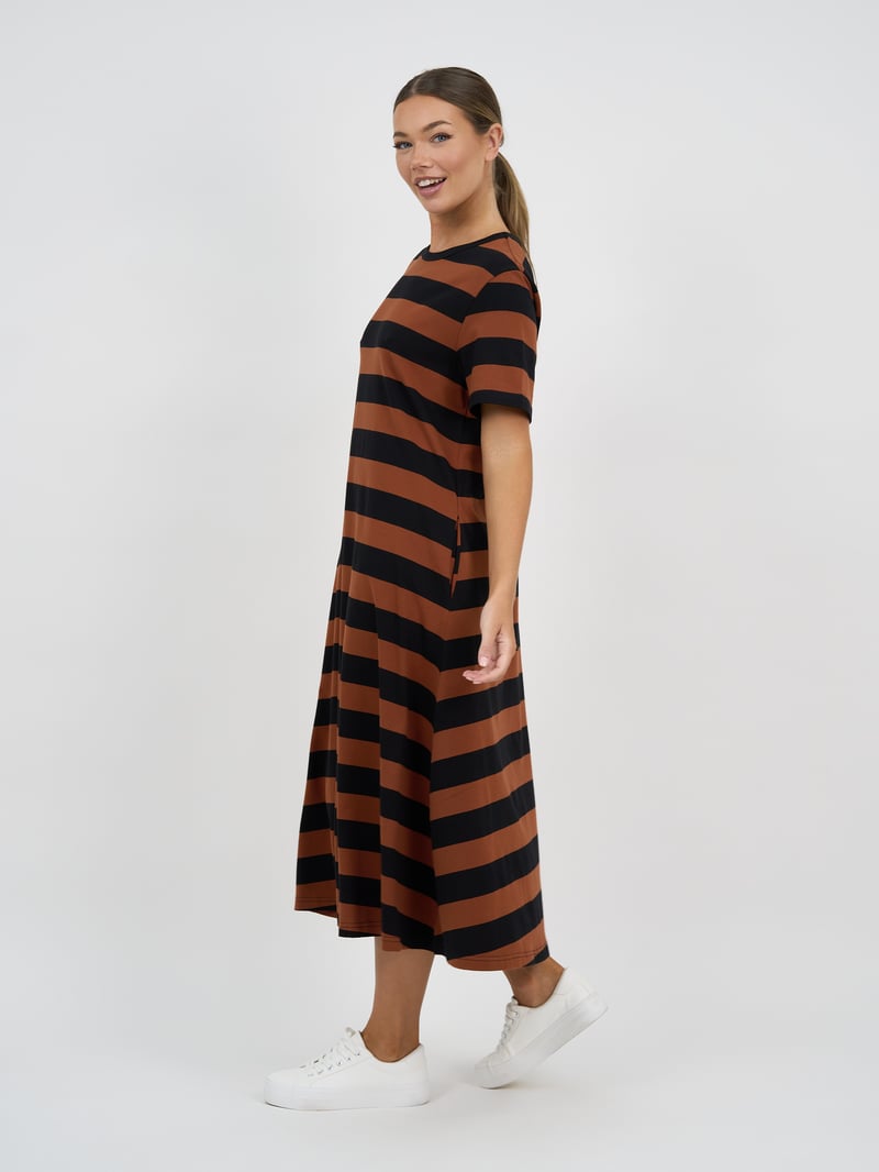 Cotton Jersey Stripe Dress Chocolate Essentials