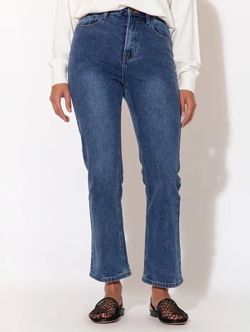 Kick Flare Crop Jean Mid Denim adorne