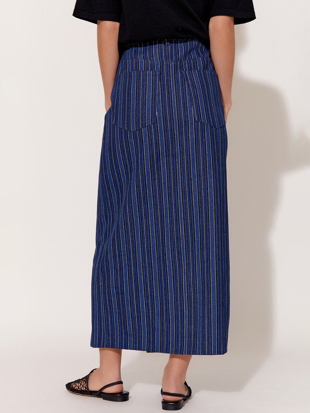 Striped Denim Skirt Blue adorne