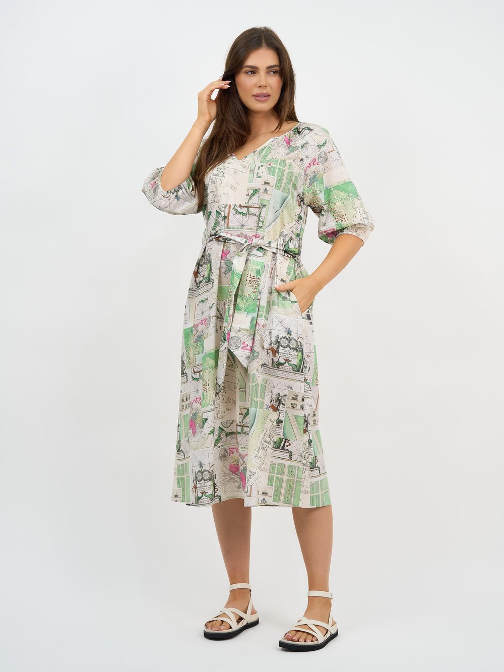 Cotton Midi Dress Natural Liberty Rose