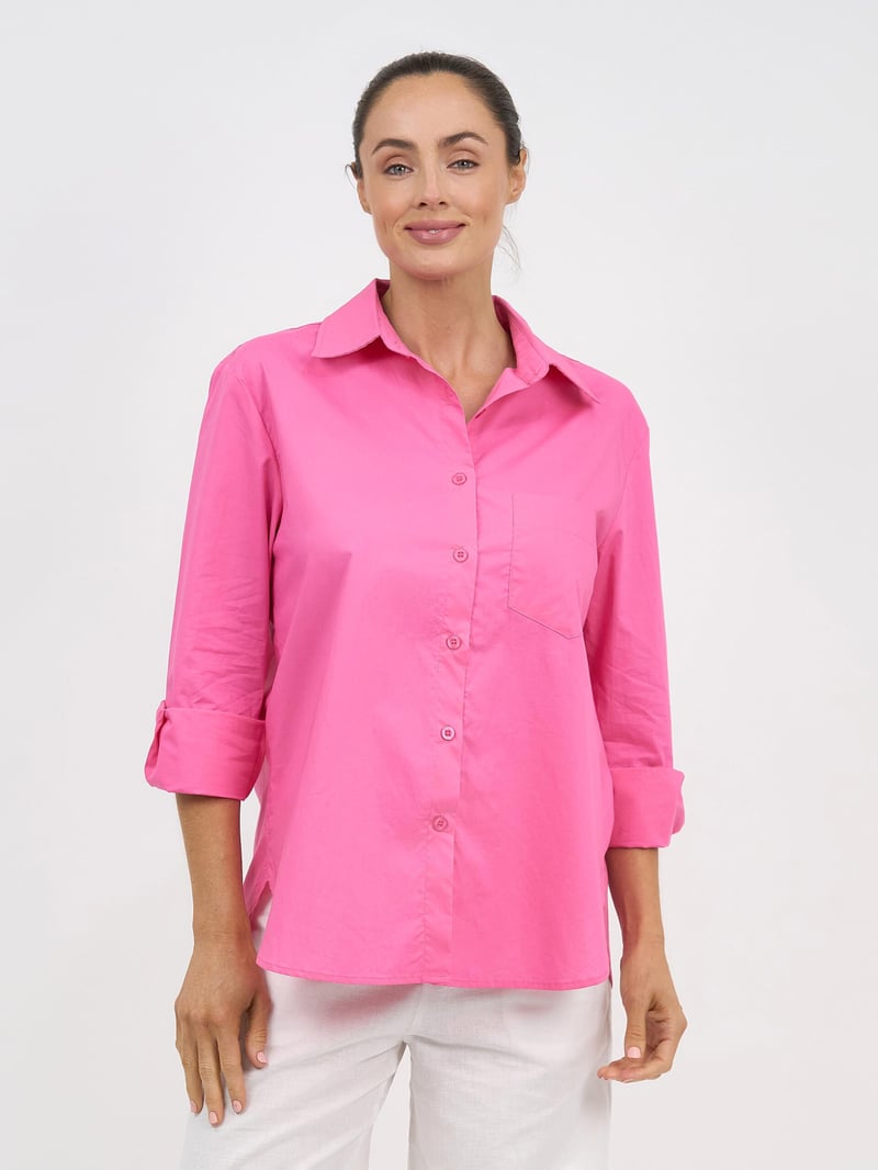 Cotton Poplin Shirt Pink Liberty Rose