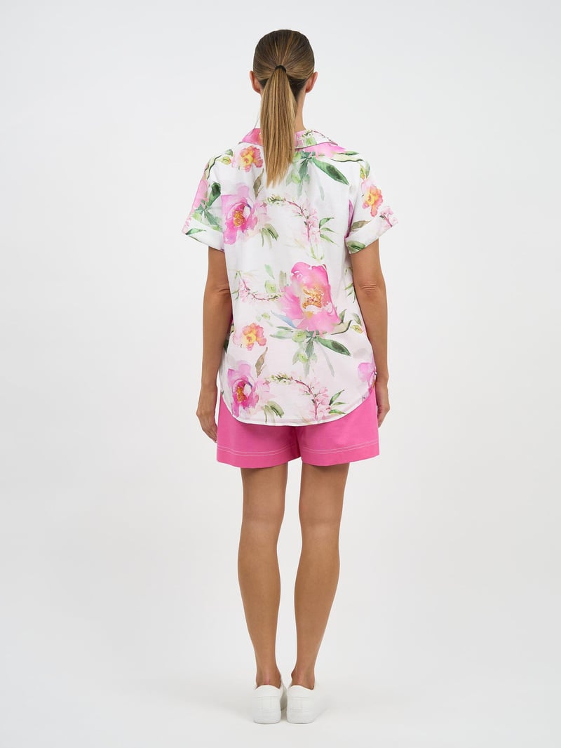 Elle Relaxed Bamboo Shirt White Liberty Rose