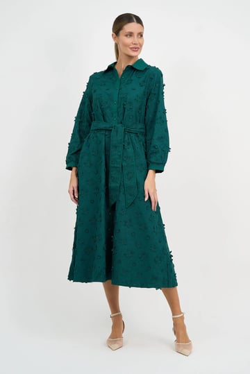 Embroidered Shirt Dress Teal Liberty Rose
