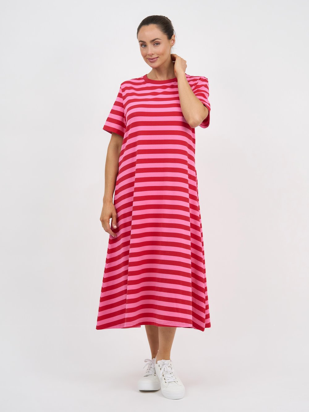 Cotton Jersey Stripe Dress Red Essentials