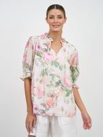 Frill Neck Tie Top Beige Liberty Rose