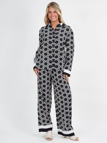 Contrast Trim Viscose Shirt Black Liberty Rose