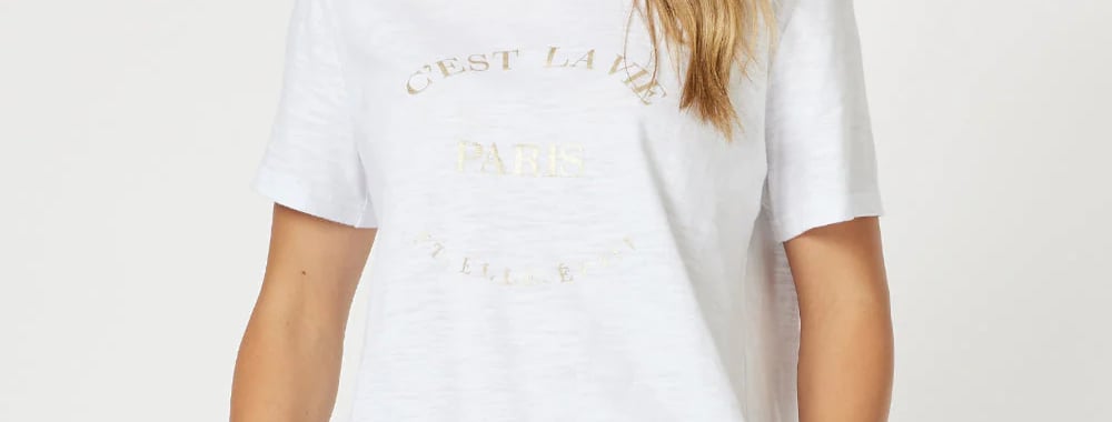 C’est La Vie Cotton Tee White Threadz