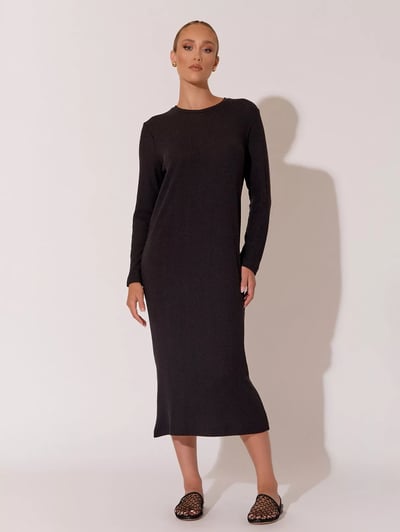 Ribbed Knit Dress Black adorne