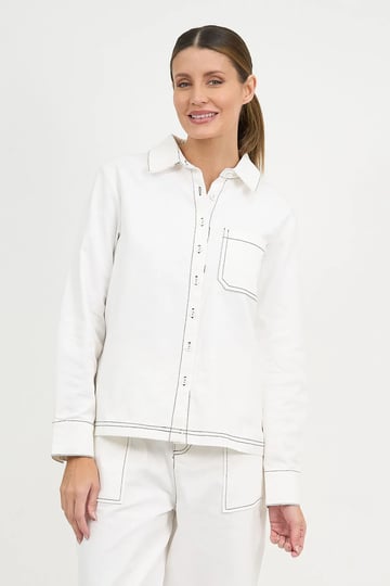 Stitch Detail Denim Shirt White Liberty Rose