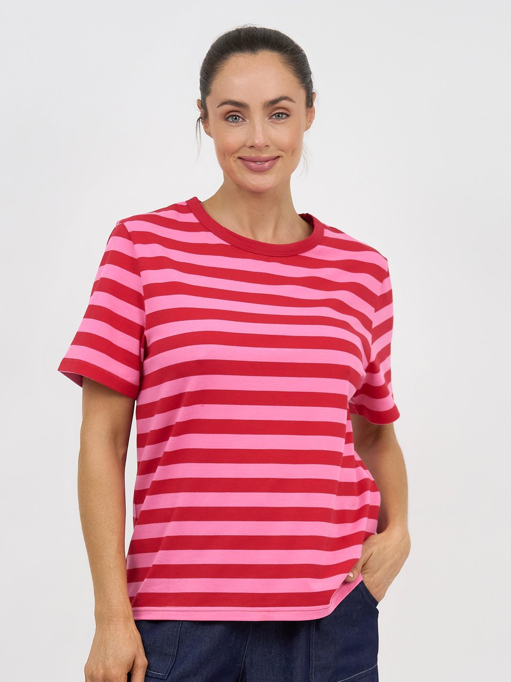 Cotton Jersey Stripe Tee Red Essentials