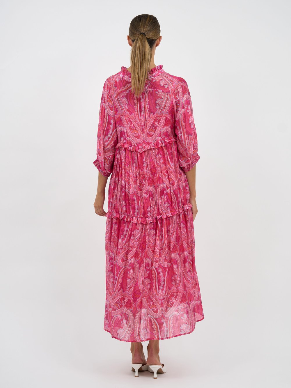 Tiered Midi Dress Pink Liberty Rose