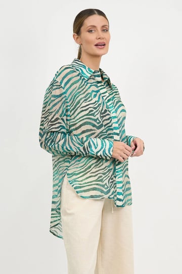 Relaxed Long Sleeve Shirt Teal Liberty Rose