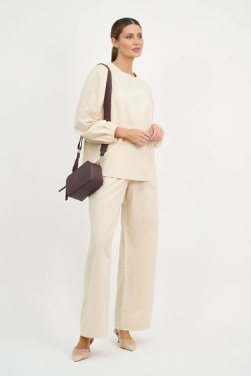 Linen Balloon Sleeve Top Natural Liberty Rose