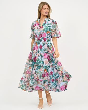 Tier Detail Dress Light Blue Liberty Rose