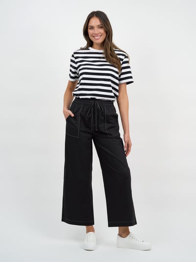 Stitch Detail Cotton Pant Black Essentials