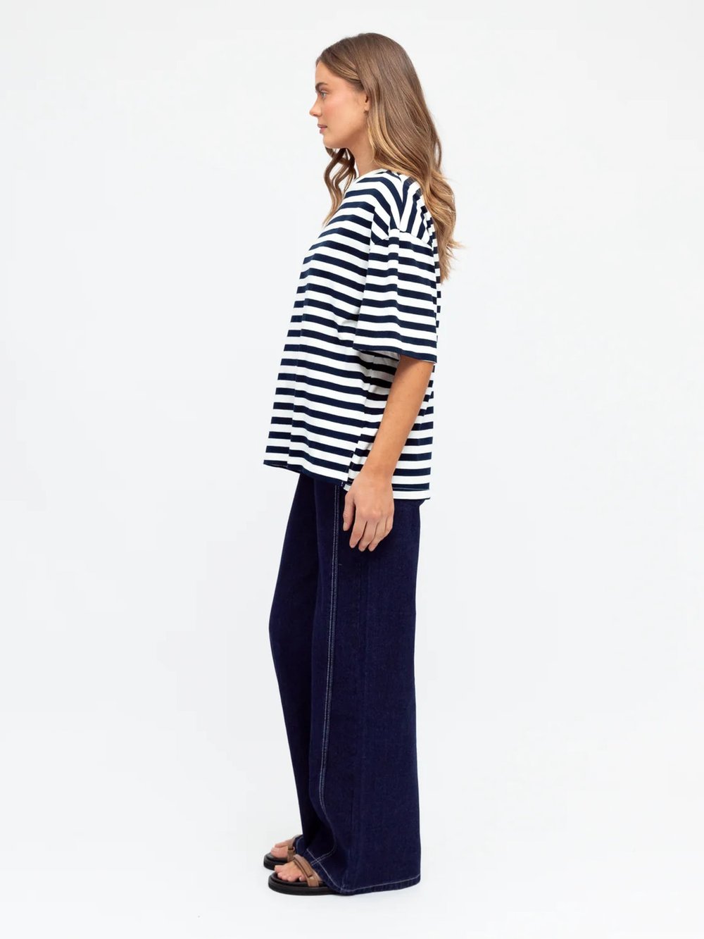 Striped Jersey Tee Navy Ebby & I