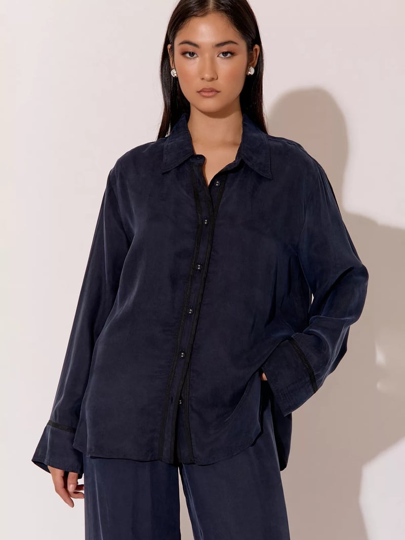 Trim Cupro Shirt Navy adorne