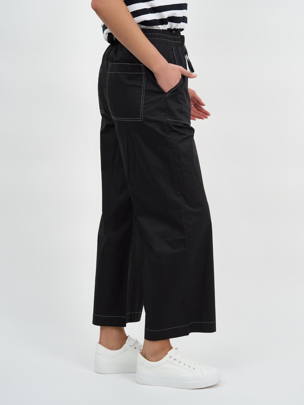 Stitch Detail Cotton Pant Black Essentials