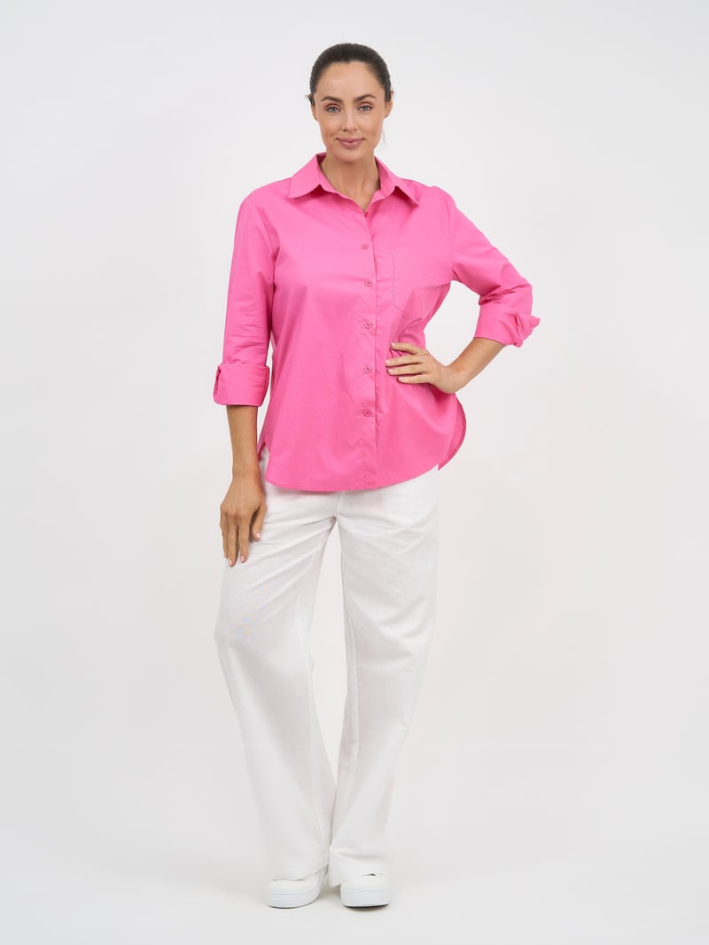 Cotton Poplin Shirt Pink Liberty Rose