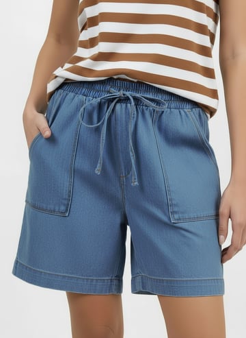 Stitch Detail Denim Short Light Denim Liberty Rose