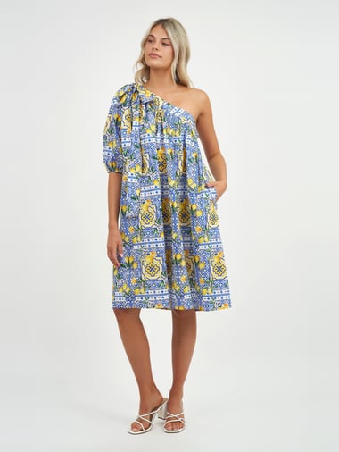 One-Shoulder Dress Lemon Liberty Rose