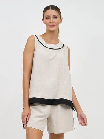 Contrast Detail Sleeveless Top Beige Worthier