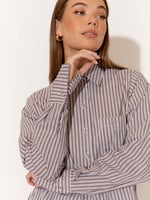 Poplin Long Sleeve Shirt Blue Adorne