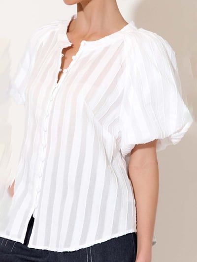 Cotton Self Stripe Shirt White Adorne