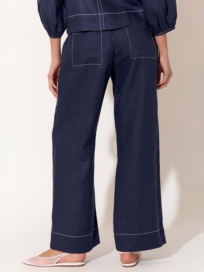 Drawstring Pocket Front Pants Navy adorne