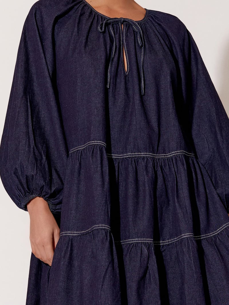 Tiered Denim Dress Navy adorne