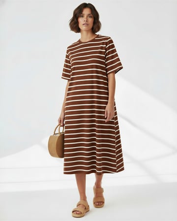 Straight Cotton Jersey Dress Chocolate Liberty Rose