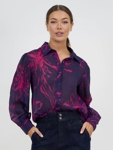 Relaxed Long Sleeve Shirt Navy Liberty Rose