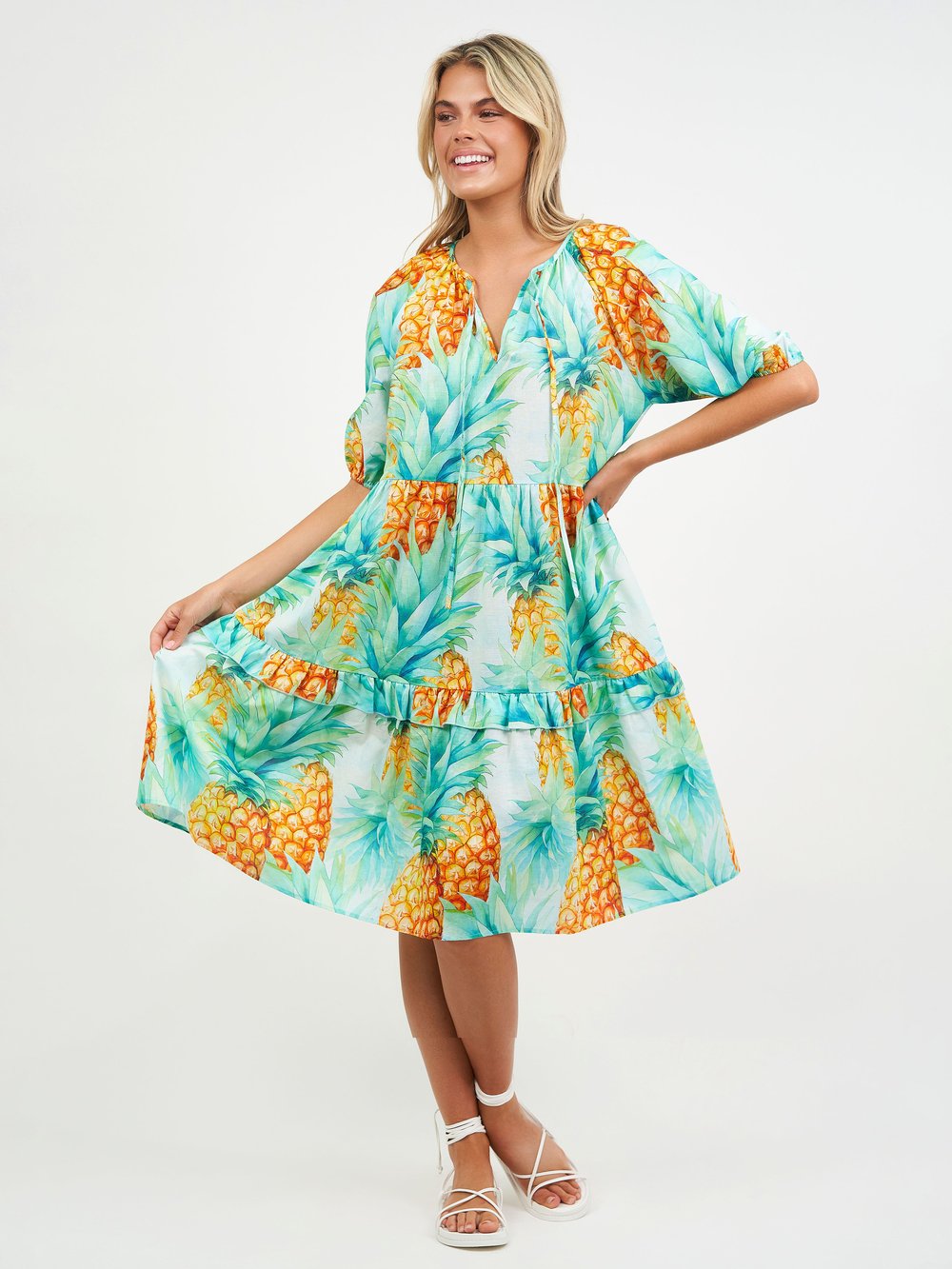 Tier Frill Relaxed Dress Pineapple Liberty Rose