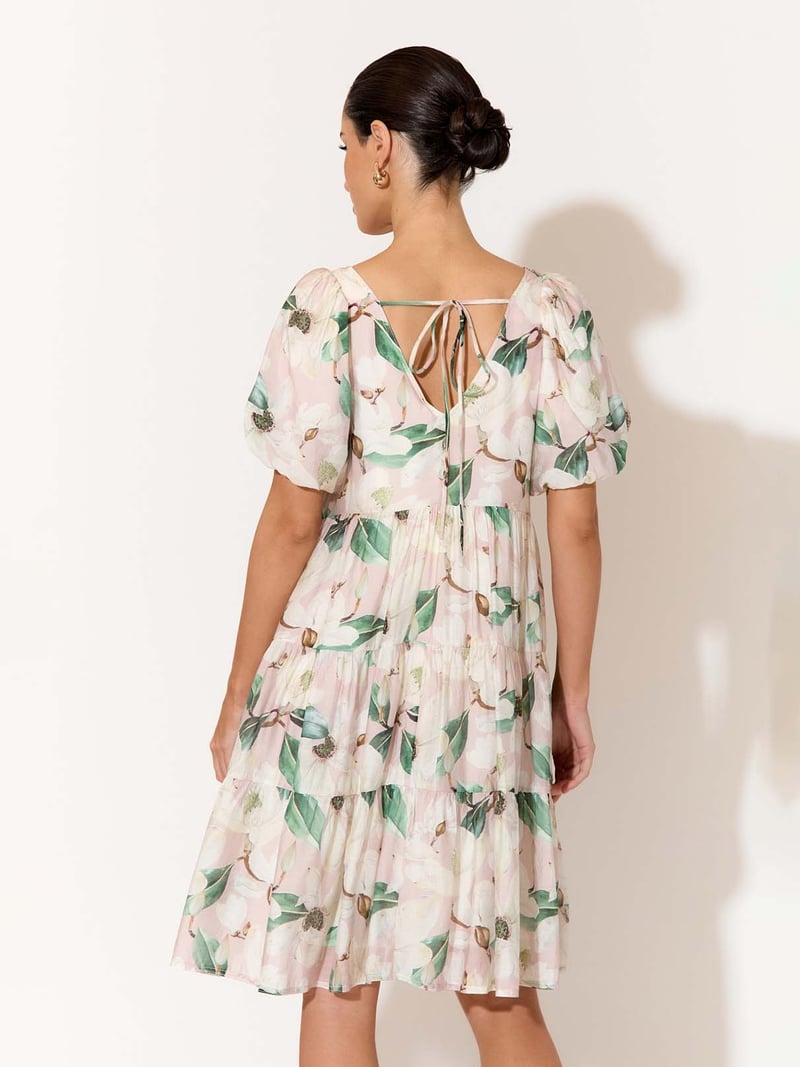 Tie Back Relaxed Tier Dress Blush adorne