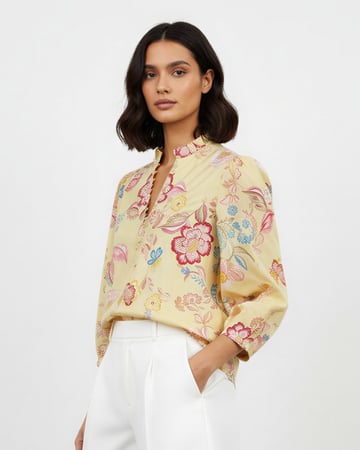 Cotton Button Top Lemon Liberty Rose