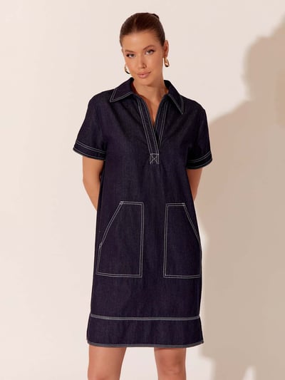 Stitch Denim Dress Navy Adorne