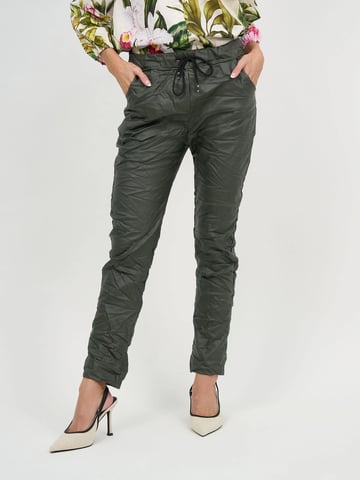 Wet Look Jogger Pant Khaki La Strada