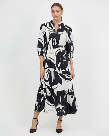 Waist Detail Dress Black Liberty Rose