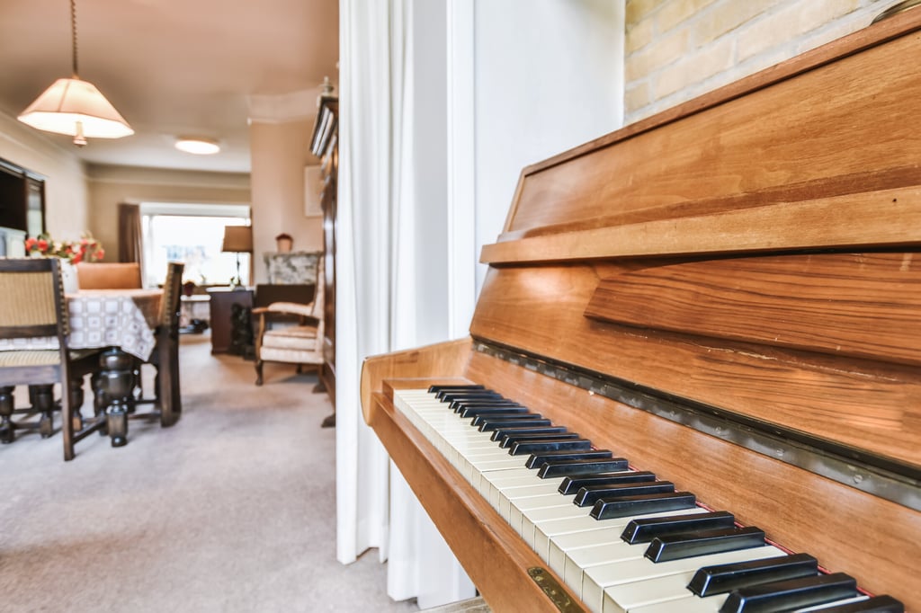 Move Specialty Items in Agoura Hills - Wooden Piano in a Living Room