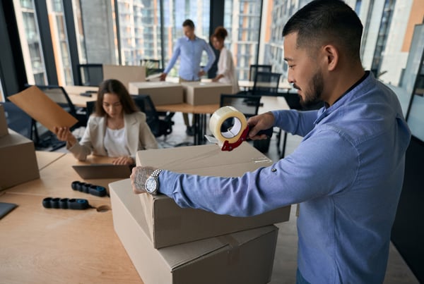 Alhambra business relocation team packing office supplies – OverEasyMovers