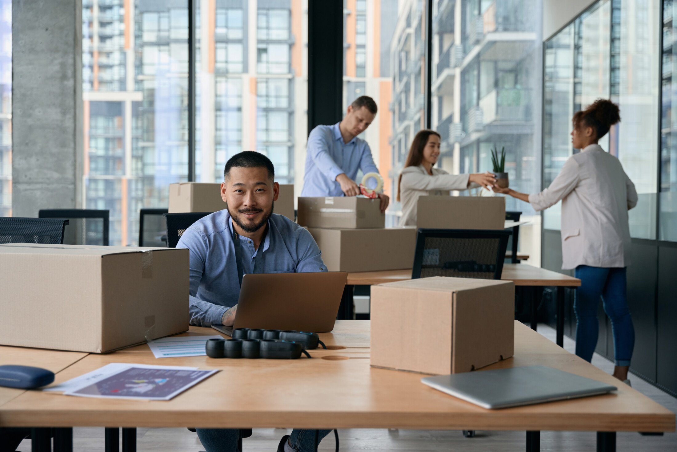 Business Relocation Arcadia | Streamline Your Move with OverEasyMovers 1 Team preparing for business relocation in Arcadia with OverEasyMovers.