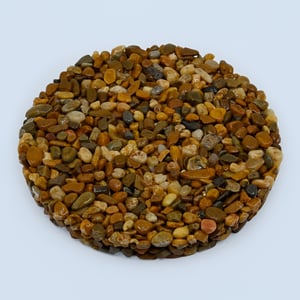Arkansas Rainbow pebble epoxy blend sample – stone carpet flooring option