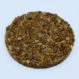 Dark pebble epoxy blend sample for stone carpet flooring