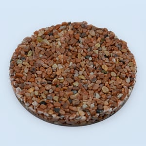 Pink Gravel pebble epoxy sample showcasing natural river stone blend.