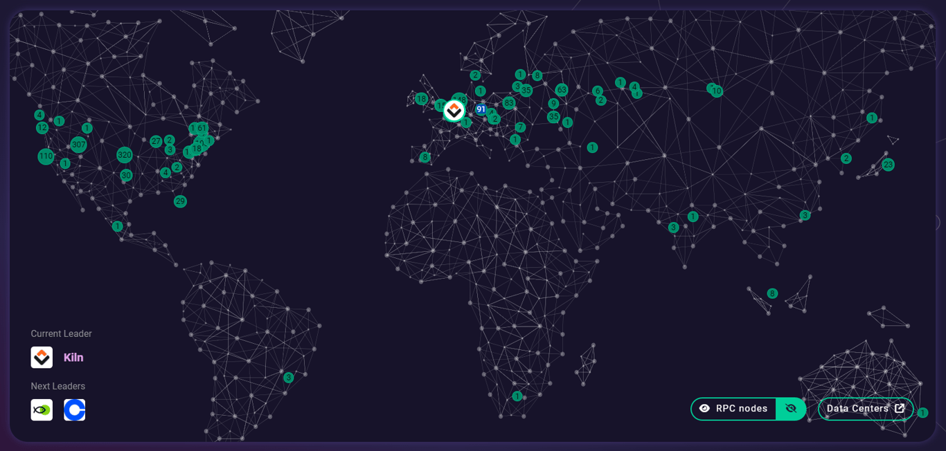 Solana validators map