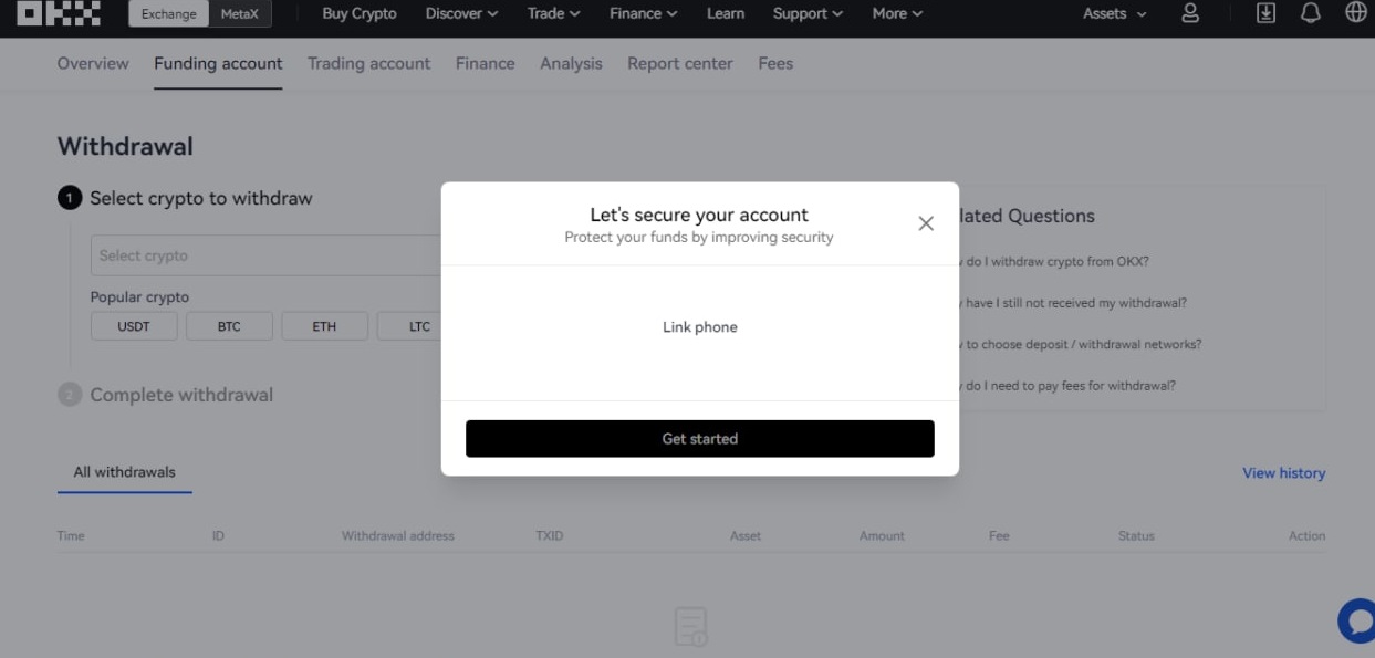 Protect OKX account by linking your phone
