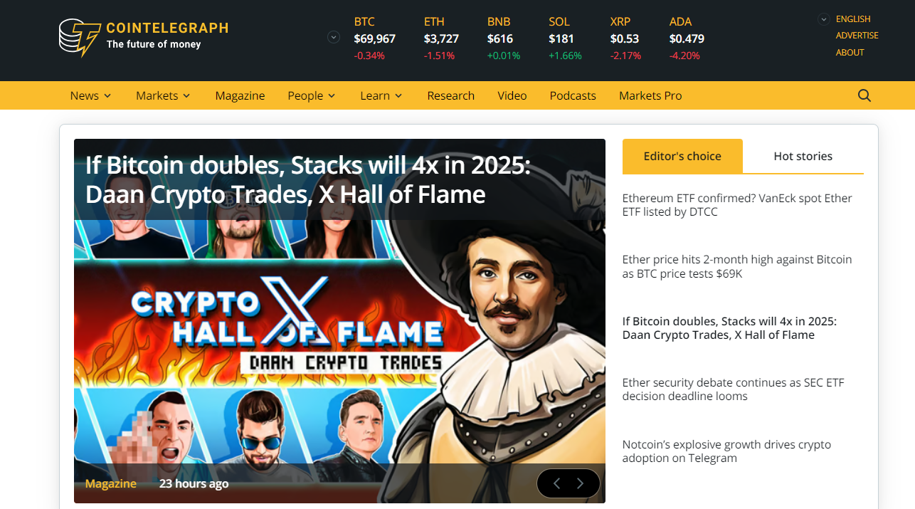 cointelegraph homepage